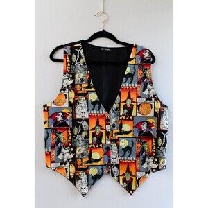 111 Main Halloween scene adj Vest Mens Unisex colorful retro witch Vampire L